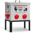 40LB Automatic Chicken Feeder with 6 Ports, Heavy Duty Metal No-Waste Poultry Feeder, Rustproof & Weatherproof Chicken Feeder with Adjustable Legs & Locking Lid