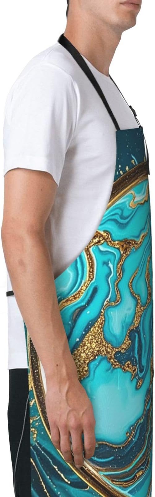 Waterproof Apron Adjustable Bib for Women Men Vintage Nautical White Ship Cooking Aprons Chef Bibs with 2 Pocket