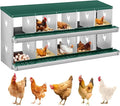 Chicken Nesting Box,10 Compartments Nesting Box for Chickens, Two-Tier Galvanized Metal Wall Mount Chicken Egg Laying Box with Large Vented Holes for Easy Egg Collection ﻿
