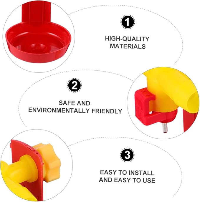 10Pcs Poultry Nipples Water Dispenser for Chickens Ducks and Geese Unique Design with Ball Drinker Automatic Hydration System for Livestock Bright Color for Easy