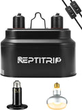 Dual Reptile Light Fixture with 100W Daytime Heat Bulb & 100W Nighttime Ceramic Heat Emitter, 2 Independent Switches, Reptile Heat Lamp Combo Pack - No UVB