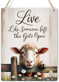 Sheep Gifts Sign Live Like Someone Left The Gate Open Sign for Home Bathroom Farm Sheep-Coop Kitchen Yard Country Decor 8x10 Inch