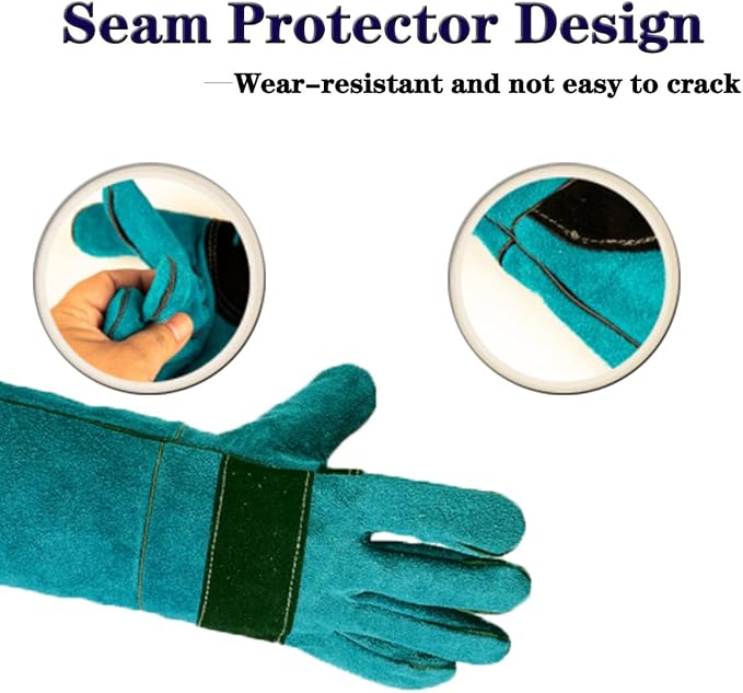 Animal Handling Glove Bite Proof Gloves Scratch Resistant for Grabbing Reptile, Grooming, Trips to Vet. Puncture for Cat Dog Bird Falcon Livestock Snake with 40inch Collapsible Snake Hook