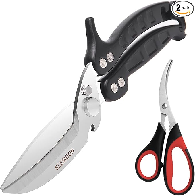 Heavy Duty Poultry Shears Kitchen Salad Scissors for Chicken Turkey Herb Vegetable 2pcs set Black