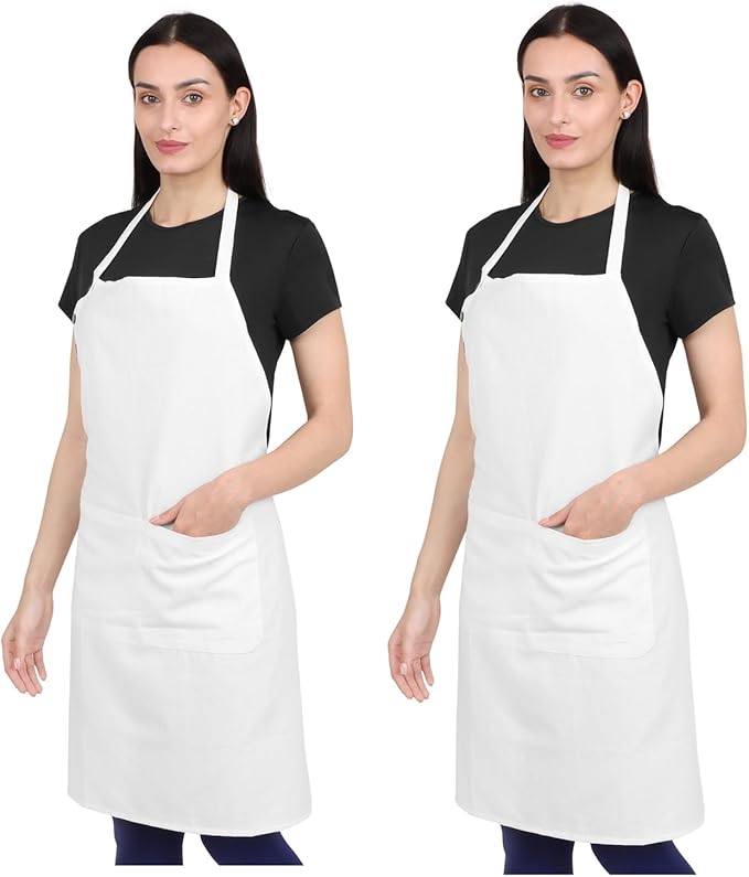 Kitchen Apron Cotton Waterdrop Resistant with adjustable Aprons for Women with Pockets 9 Color option Cooking