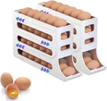 24 Eggs Egg Holder for Fridge,4 Tiers Egg Container,Auto-Rolling Organizer for Refrigerator,Space-Saving Egg Dispenser Holder,Fridge Egg Rack (White, 2pack)