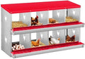 Nesting Boxes for Chickens, 8 Compartments, Nesting Boxes with 4 Dummy Eggs and 10 Dampproof Pets Mats, Red, Stainless Steel, Wall-Mountable & Roll Away Design