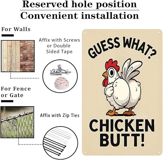 Funnysign Chicken Gifts Vintage Chicken Guss What Tin Sign for Chicken Coop Farm Kitchen Garden Yard Decor 8x12 inch (3913)