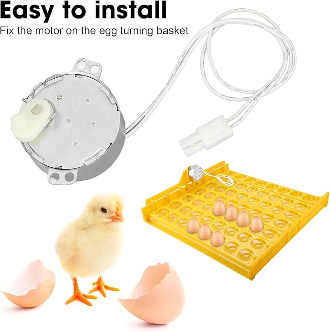 Replacement Egg Turner Motor, 4W Egg Turner Rotator Incubator Motor Electric Synchron Motor with Connector for Chickens Ducks Goose Birds Egg Hatching (100-120v)