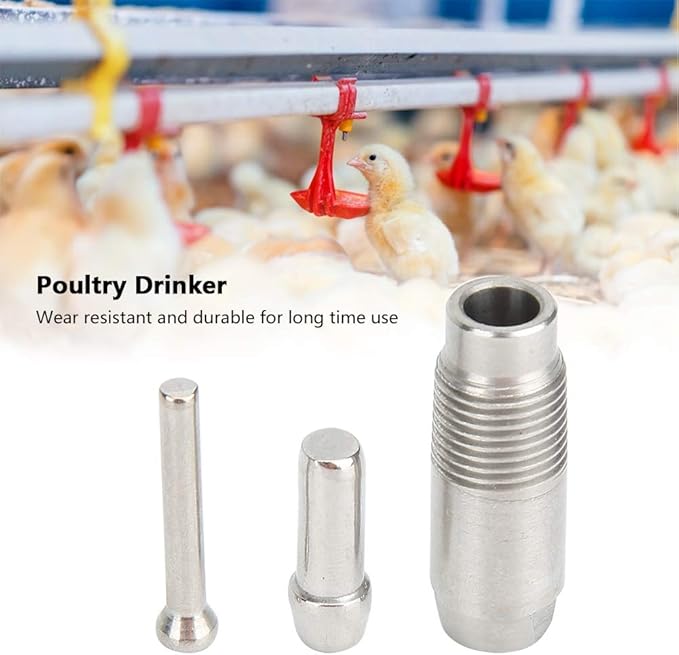 6Pcs Automatic Chicken Waterer Kit, Stainless Steel Poultry Drinking Nipple System for Ducks Chickens Farm Use Equipment