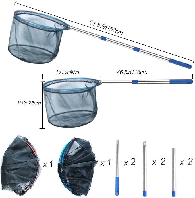 Fishing Net 2 Pack Retractable Lightweight Landing Net with Aluminum Rod Handle Fishing Nets for Youth Catch and Release Butterfly Nets