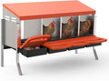 Metal Chicken Nesting Box with Easy-Collect Tray & Lid – 3/4/2x2 Compartment Heavy Duty Roll Away Nesting Boxes for Chickens, Wall Mount or Freestanding, Galvanized Steel Hen Laying Box for Coop