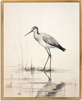 Framed Vintage Bird Wall Art Antique Animal Paintings Neutral Animal Pictures Abstract Stork Poster Rustic Farmhouse Artwork Rustic Sketch Wall Art Retro Lake Poster for Bedroom Wall Decor 8x10inch
