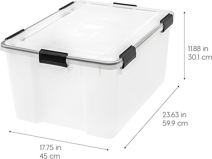 IRIS USA 4 Pack 63 Qt Storage Bins Plastic Gasket Box with Tight Latching Lids