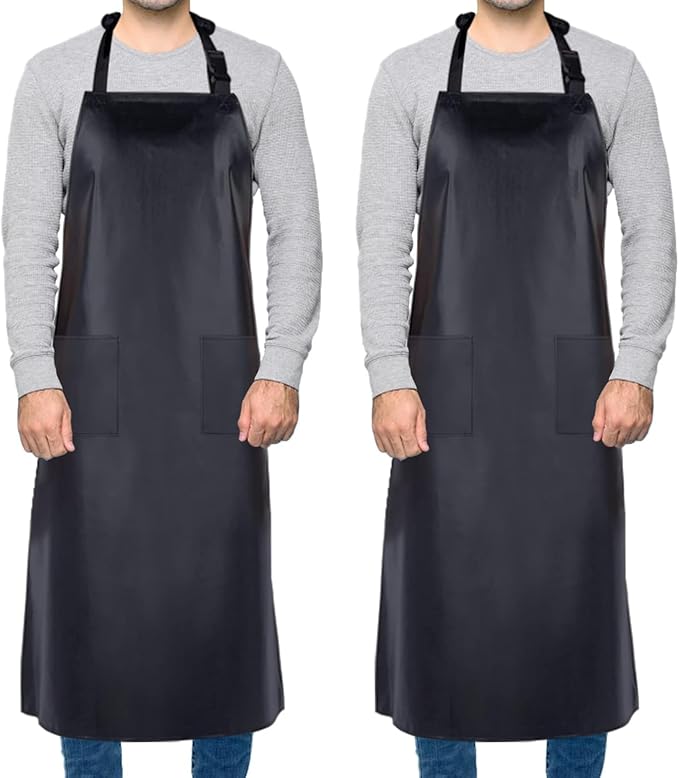 Homsolver Waterproof Rubber Vinyl Apron for Unisex Adult, Adjustable, Lightweight, Chemical Resistant Extra Long Work Apron