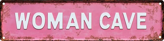 Vintage Tin Woman Cave Sign Retro Metal Sign Suitable For Home Street Shop Garage Bar Farm Garden - Multi-Purpose Metal Sign For Indoor/Outdoor Use Plaque 4x16 Inch
