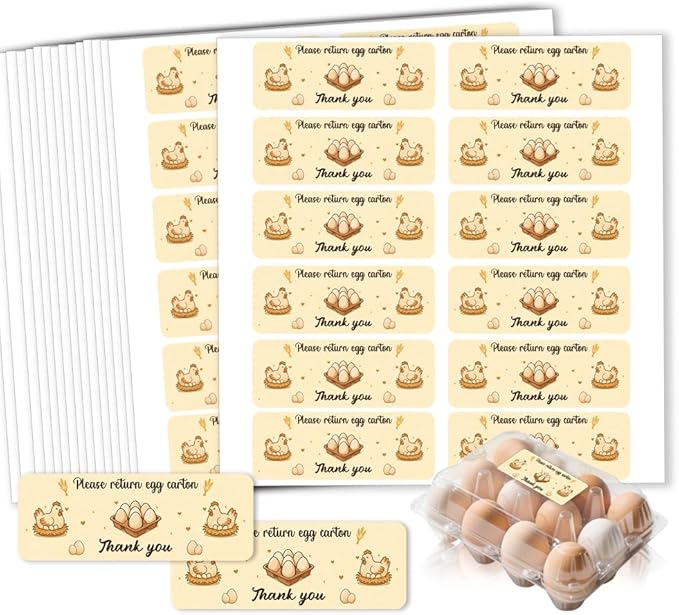 180 Pcs Farm Fresh Eggs Carton Labels, 2.6 x 0.98 in Rectangular Beige Tones Unwashed Eggs Labels Self-Adhesive Egg Packaging Stickers for Chicken Egg Box Container Farm Supplies