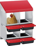 Metal Chicken Nesting Box with Easy-Collect Tray & Lid – 3/4/2x2 Compartment Heavy Duty Roll Away Nesting Boxes for Chickens, Wall Mount or Freestanding, Galvanized Steel Hen Laying Box for Coop