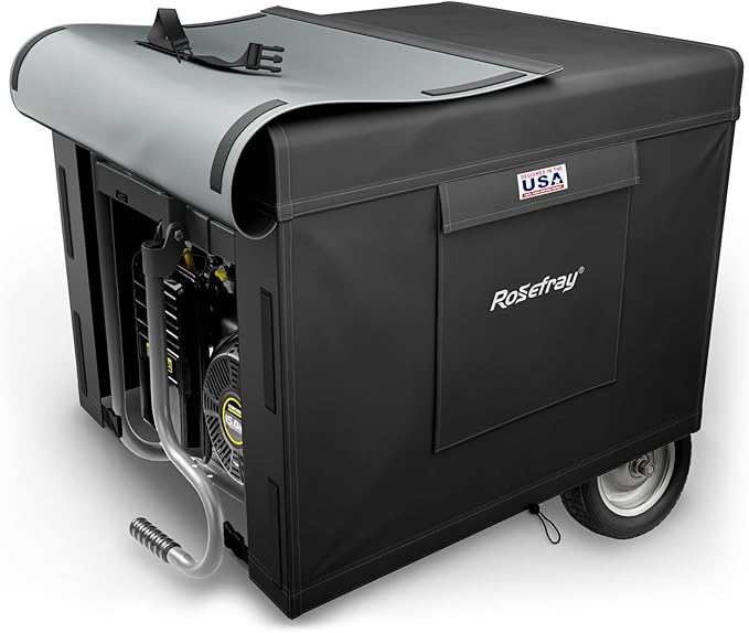 Rosefray Generator Cover-38”Lx28”Wx30”H,600D Heavy Duty Waterproof, Small Outside Equipment Cover for Champion,Predator,WEN,Ryobi,Generac,Westinghouse Portable Generator 5500-15000W-Black4XL