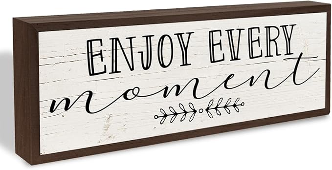 Inspirational Wood Decors, Enjoy Every Moment Sign, Decorative Wooden Wall Plaque, Wall Decor Art, Home Decor for Living Room, Housewarming Gift 9.5x3.1x1 inches