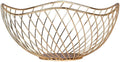 IBWell High Style Curved-Edge Modern Creative Stylish Single Tier Dish,Metal Iron Wire Fruit Vegetables Bread Decorative Stand Serving Bowls Basket Holder (Gold-Twill)