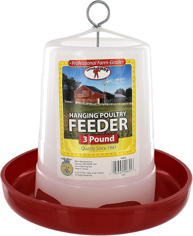 Little Giant® Plastic Hanging Poultry Feeder | Heavy Duty Automatic Feed Container for Poultry (Red, 3 Pound)