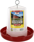 Little Giant® Plastic Hanging Poultry Feeder | Heavy Duty Automatic Feed Container for Poultry (Red, 3 Pound)