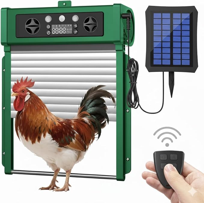 Automatic Chicken Coop Door Solar Powered, LCD Screen