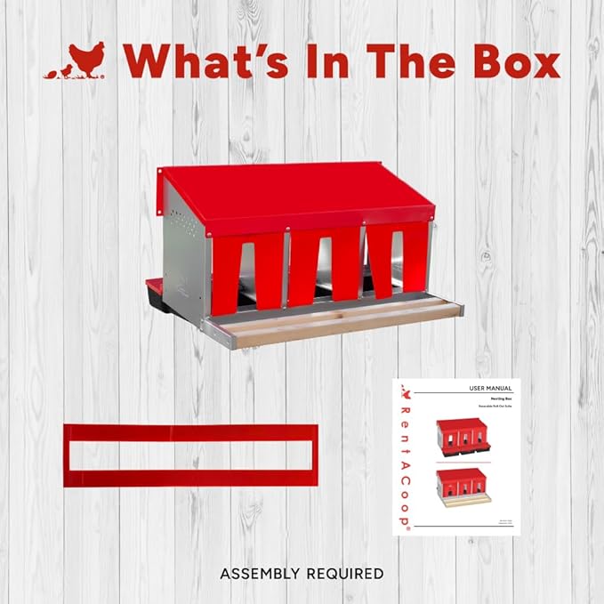 RentACoop Roll-Out Reversible Nesting Box Suite (3 Compartment) for Chickens, Ducks, Poultry