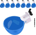 Chicken Waterer Cups, 8 Packs Blue Large Chicken Watering Cups, Automatic Chicken Water Cups, Tee Fittings Poultry Feeder Cups Suitable for Chicken, Duck, Goose, Turkey with Mounting Hole Opener