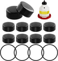 Plastic Poultry Waterer Replacement Parts Kit - 10 Caps & 4 O-Rings, Compatible with Miller, Little Giant PPF & Farm-Tuff 3/5/7 Gallon Poultry Founts (Black)