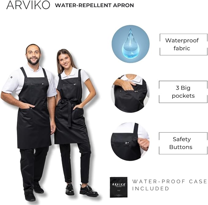 Aquasafe Water-Repellent Cross-Back Bib Apron - Unisex One Size