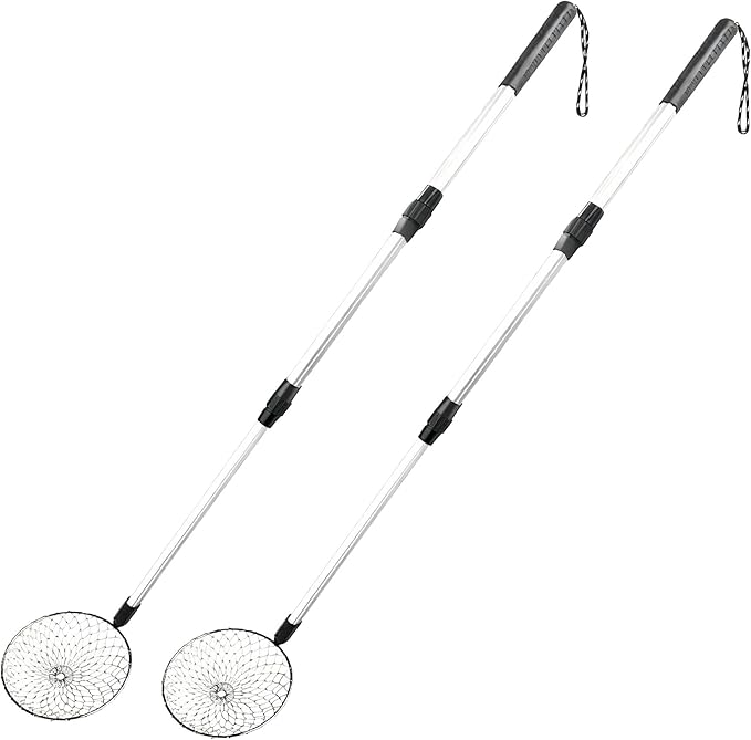 2Pcs Egg Grabber for Chicken Eggs - Extendable Stainless Steel Egg Picker Tool with Non-Slip Handle, Long Reach Egg Lifter for Collecting Fresh Eggs from Coop, Poultry Nest, and Farm Use(2, Black)