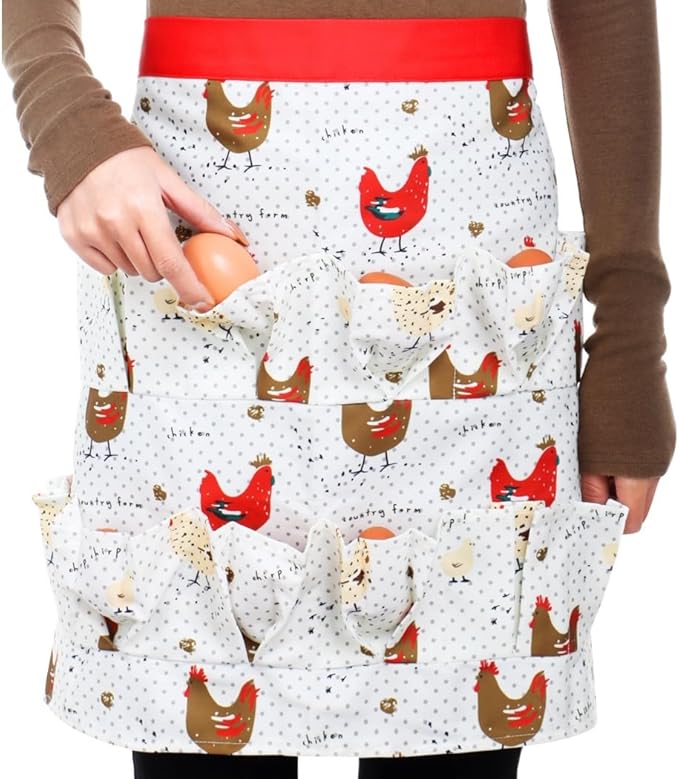 Egg Gathering Holding Apron, Canvas 12 Pockets, Apron Egg Collecting for Duck Chicken Goose Eggs, Egg Carrier Apron Canvas