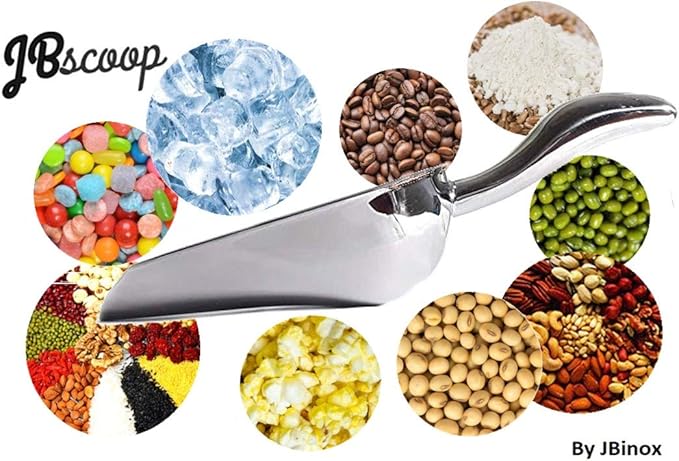 JBscoop Ice scoop, Small Metal Food Candy Scoop for Kitchen Bar Party Wedding – 6 Ounces, 8.5 Inch