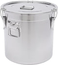 304 Stainless Steel Airtight Canister, Rice Cereal Grain Canisters Container, 6/12/21/33/48 Liters Food Bean Flour Oil Sugar Milk Cookie Storager Bucket w/Handles & Lid for Household Kitchen (21L)