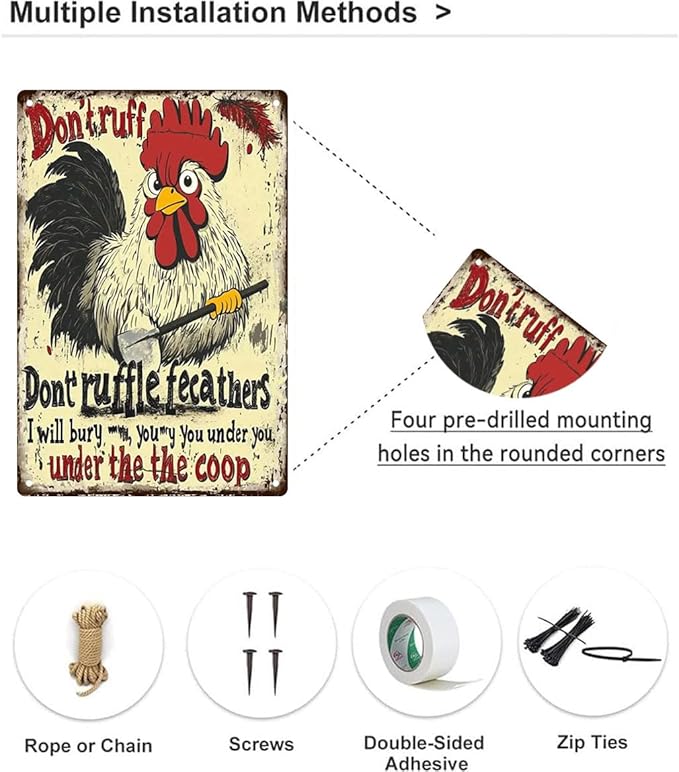 Chicken Coop Accessories Metal Signs -Chicken Coop Funny Tin Signs 8x12 Inch