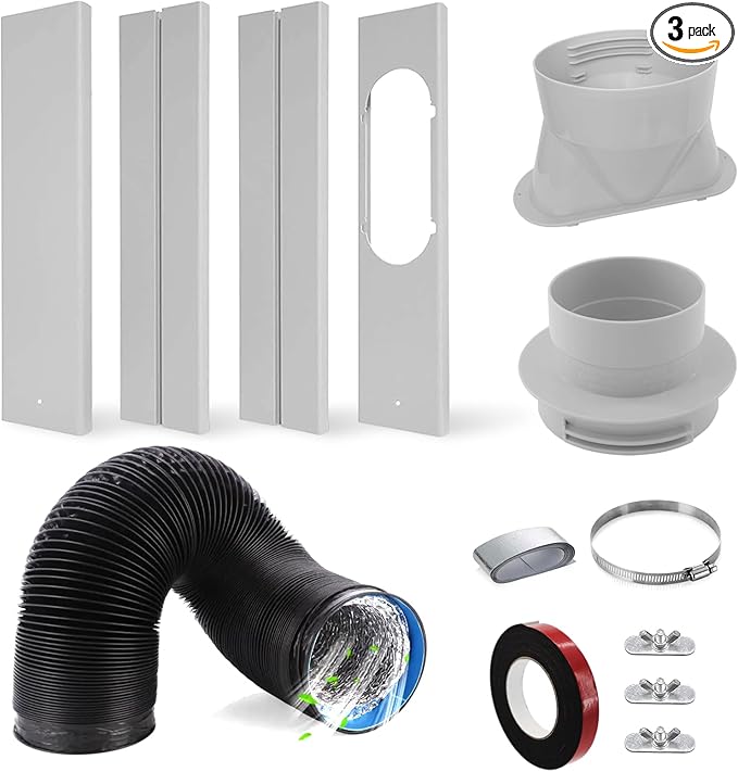 Dryer Vent Window Vent Kit with 4" Hose, Adjustable Window Vent Kit with 4 Inch 5FT Dryer Vent Hose and 4", 5'' Couplers For dryer, HVAC Ducts, Ducted Fans, Portable AC Or Dryers in Homes, Grow Tents
