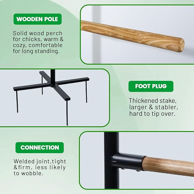 58 Inch Chicken Perch - Sturdy and Stable Roosting Bars for Chickens, Multi-Functional Walk-in Run Toys, Safe, Durable Ideal for Poultry and Parrots