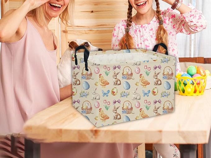 Easter Baskets for Kids Gift Basket Empty Baby Basket for Boys and Girls Rectangular Toy Storage Bins Organizer Bin Box Cute Room Decor for Home(Easter Baskets)