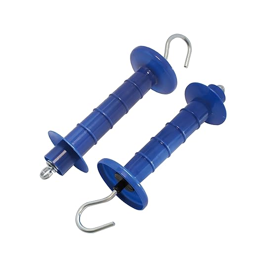 15 Pack Electric Fence Insulated Plastic gate Handle with Internal Spring and Double Ring end, Blue，for Electric Fence Gate Livestock Fence Agricultural Fencing and Pasture