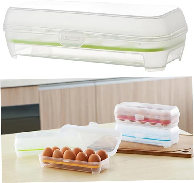 ARTIBETTER 2pcs Egg Holder Storage Rack Plastic Tray Eggs Storage Container Kitchen Organizers Random Color