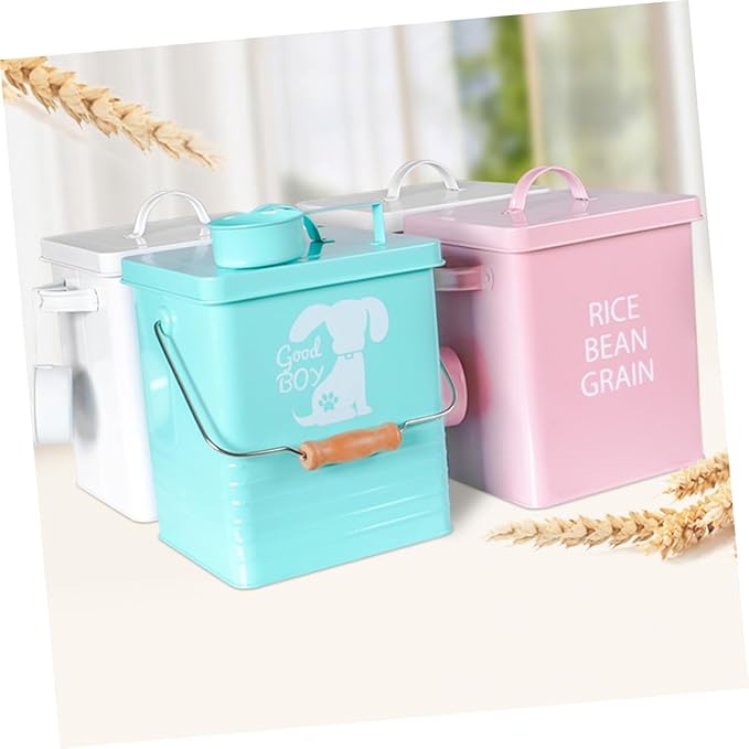 Pet Food Storage Barrel Sealed Metal Container with Lids for Dog Food Airtight Grain Storage Case