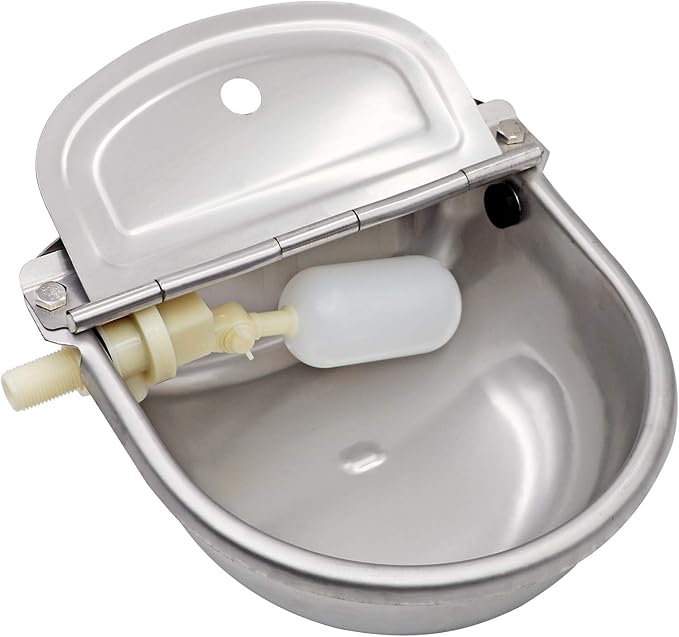 Automatic Water Dispenser for Dogs,Automatic Chicken Waterer,Outdoor Dog Water Feeder,304 Stainless Steel Water Bowl with Plastic Float Valve
