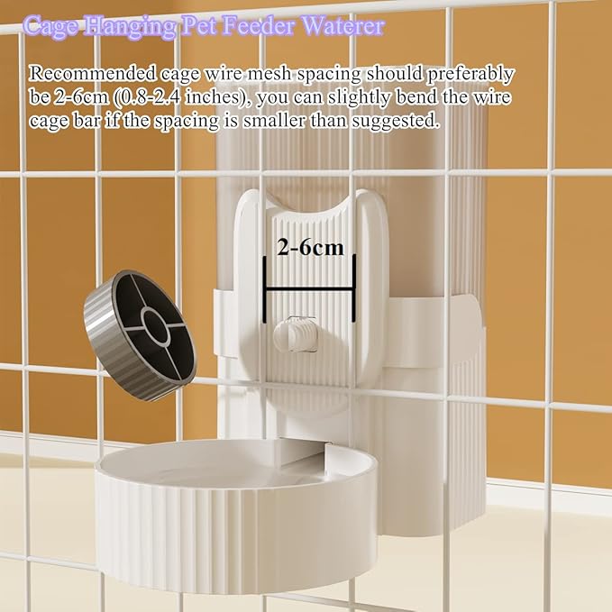 Automatic Replenish Pet Waterer, 1L Capacity Auto Siphon Gravity Cage Hanging Water Dispenser Set for Dog and Cat Small Animals, Removable Pet Water Bottle Water Container (Waterer, Grey)
