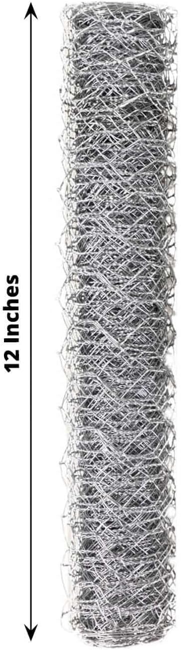 Efavormart Silver Galvanized Metal Hexagonal Chicken Wire Mesh, Garden Fence Poultry Netting DIY Craft Wire - 12" x16ft