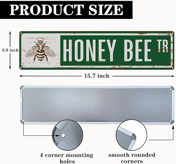 Rustic Apiary Signs, Honey Bee Trail Metal Sign, Honey Bee Signs, Retro Metal Tin Sign, Apis Keeper Decor, Backyard Farm Decor, Apis Keeper Gifts 15.8x4 Inch