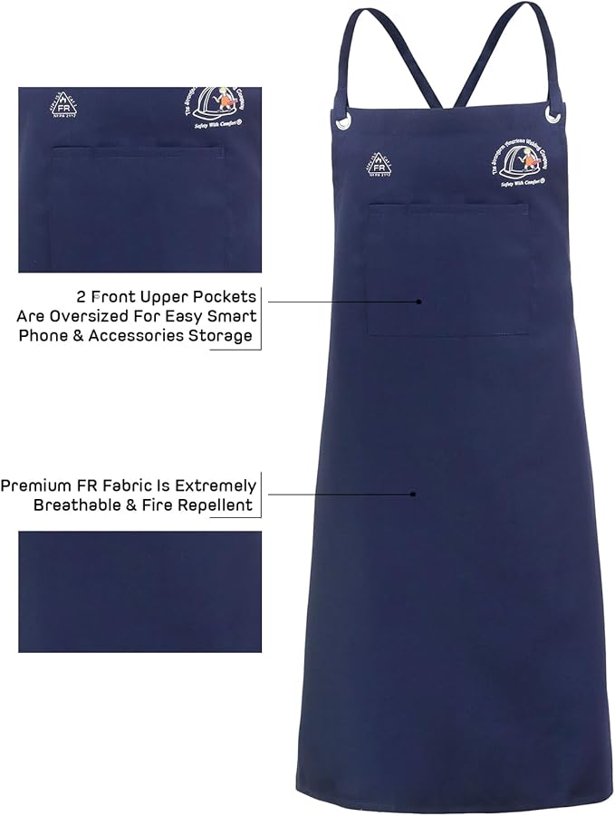 Strongarm Welding Aprons - FR Cotton & Split Leather Options - X-Tech Cross-Back Straps - Pockets - 24x36 / 24x42
