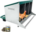 Nesting Boxes for Chickens 3 Holes Chicken Nesting Box Reversible Roll Out for Hens Heavy Duty Metal Chicken Laying Boxes with Egg Collecting on The Back and No Hang Roll Away Nesting Box Design
