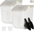 Saim Flour Storage Containers 25lb, 2Pack Airtight Rice Storage Containers with Wheels, Rice Dispenser with Measuring Cup,Scoop for Flour, Grain, Cereal, Pet Food Organizer - Grey